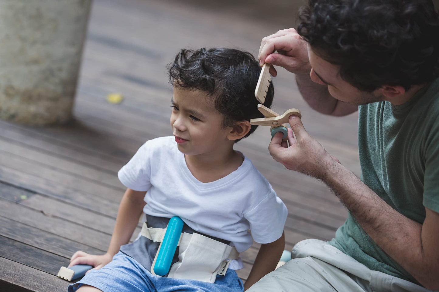 PlanToys Hair Dresser Pretend Play and Role Play Set (3492) | Sustainably Made from Rubberwood and Non-Toxic Paints and Dyes