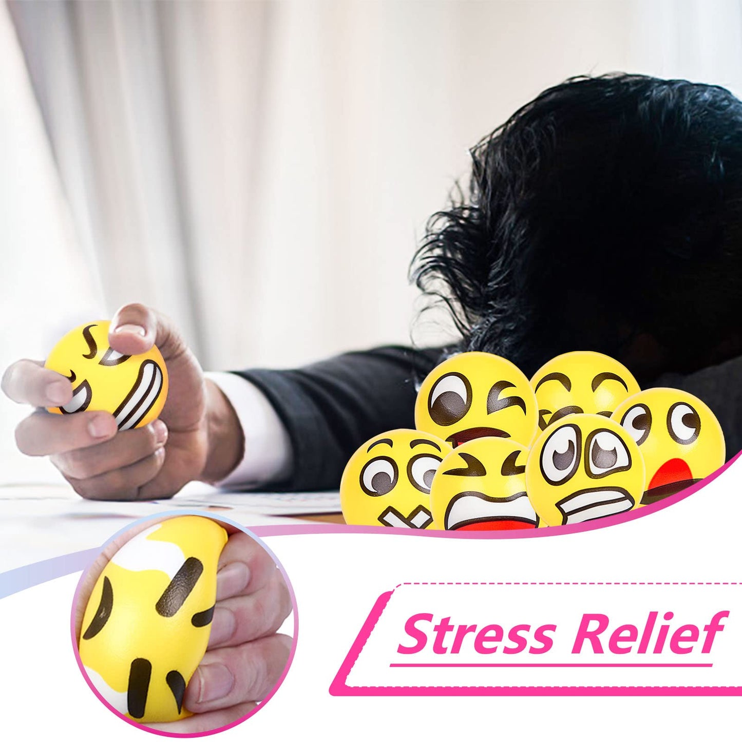 Lovestown 24 Pcs Stress Balls Bulk, 2.5 Inch Funny Stress Balls Foam Face Squeeze Balls For Kids Adults Coworkers Stress Relief Squeeze