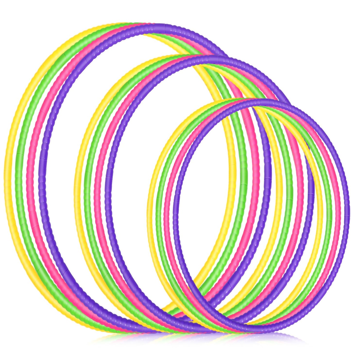 Syhood 12 Pcs Toy Color Hoop Plastic Detachable Adjustable Hoop Light Weight Exercise Hoop Fitness Hoop Equipment Toy Waist Ring for mature-themed Party Game Dance  3 Sizes(Green  Rose  Yellow  Purple)