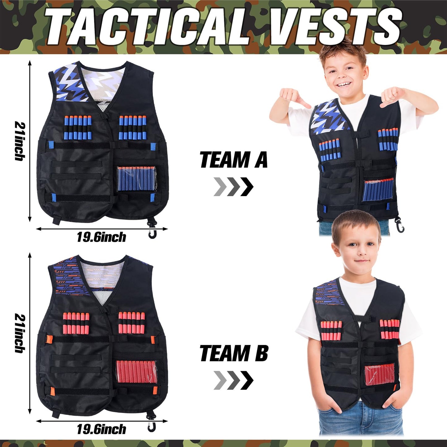 Sosation 8 Sets Tactical Vest Kit Compatible With Nerf Party Favor, Face Mask Wrist Ammo Holder Toy Gift