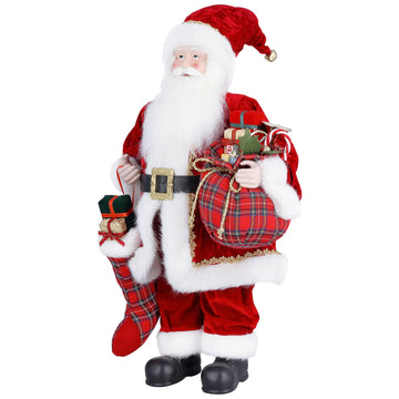 Uten 24'' Santa Claus Decorations, Standing Christmas Santa Claus Figurine Figure Decor Christmas Sock And Gifts Bag Christmas D