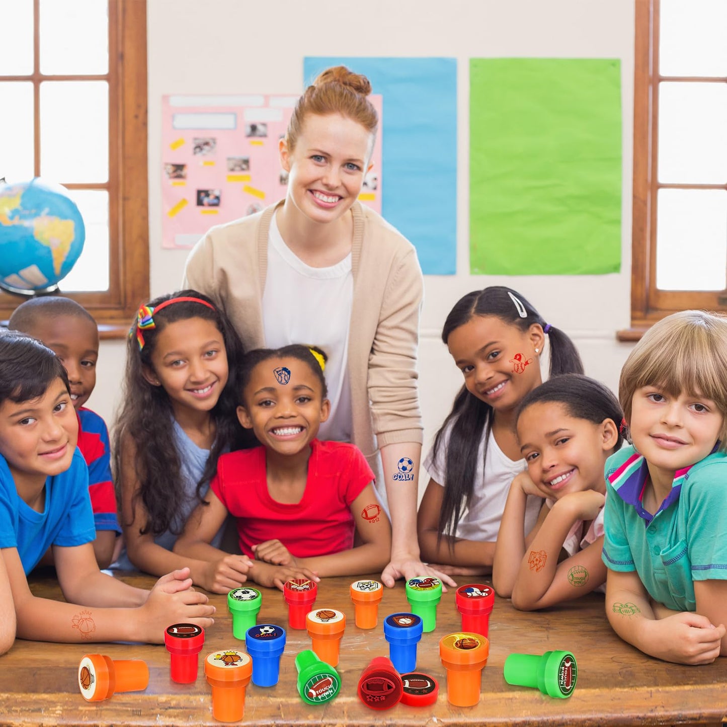 Cinrobiye 24 Pcs Sports Themed Stampers for Kids