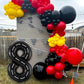 Race Car Number 8 Balloons,40 Inch Racing Car 8 Birthday Balloons Two Fast Balloon Race Track Black 8 Balloon Number For Cars Theme Birthday Party