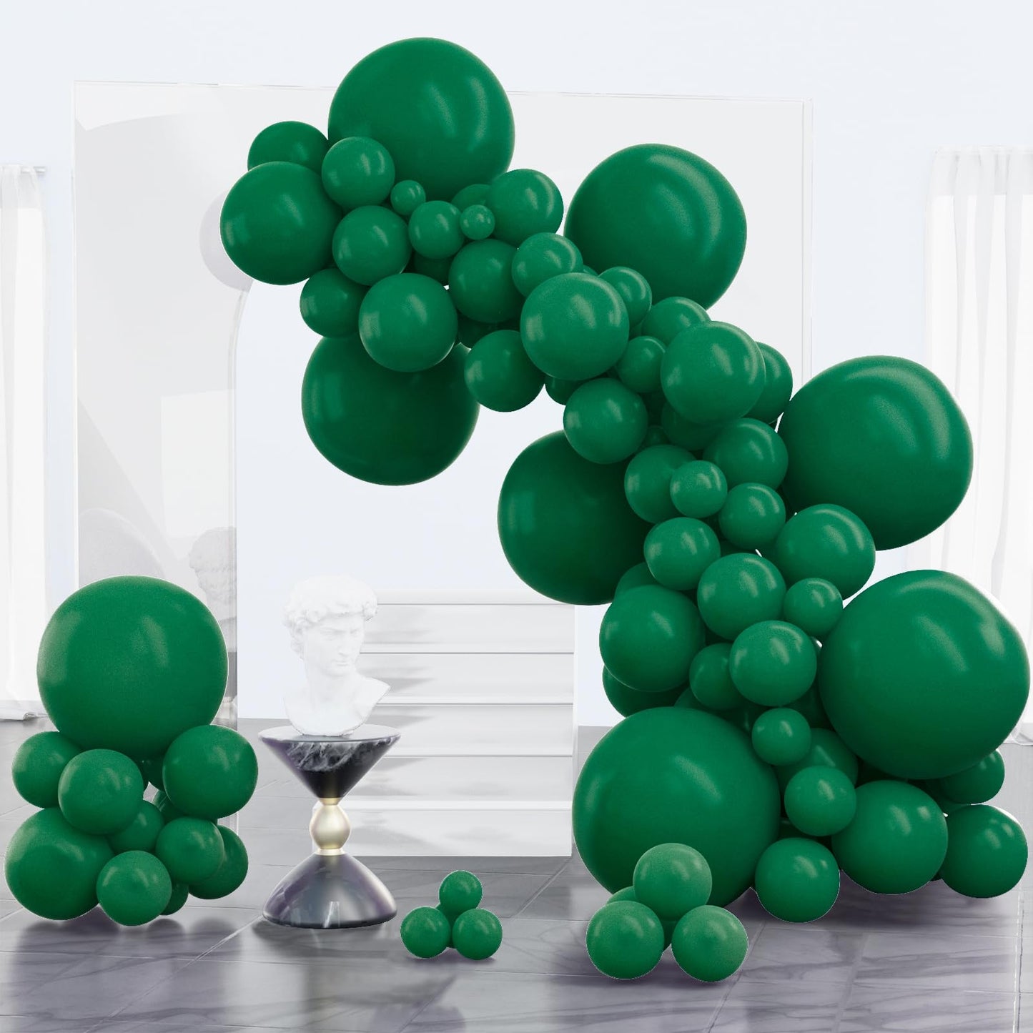 PartyWoo Balloons - Hunter Green Rubber Balloons, 100 pcs in 18, 12, 10, 5 Inch Sizes, Perfect for Christmas & Jungle Party Decorations