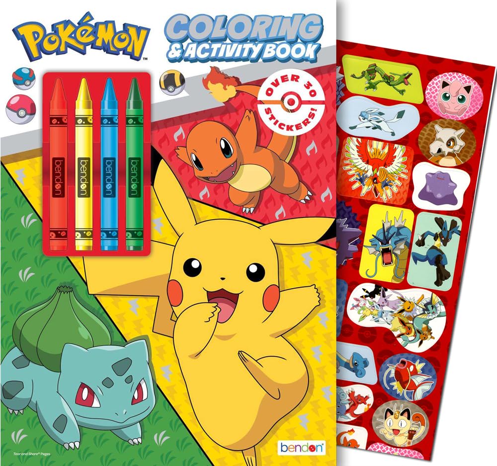 Kids Coloring & Activity Books for Boys Ages 4-8 Featuring Sonic The Hedgehog,Pokemon,Paw Patrol Bundle with Coloring Utensils,