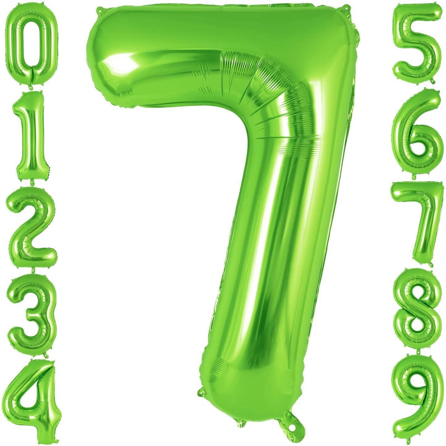 Green Number 7 Balloon 40 Inch, Big Large Foil Helium Number Balloons, Jumbo Giant Mylar Number 7 Balloons For 7 Year Old Birthd