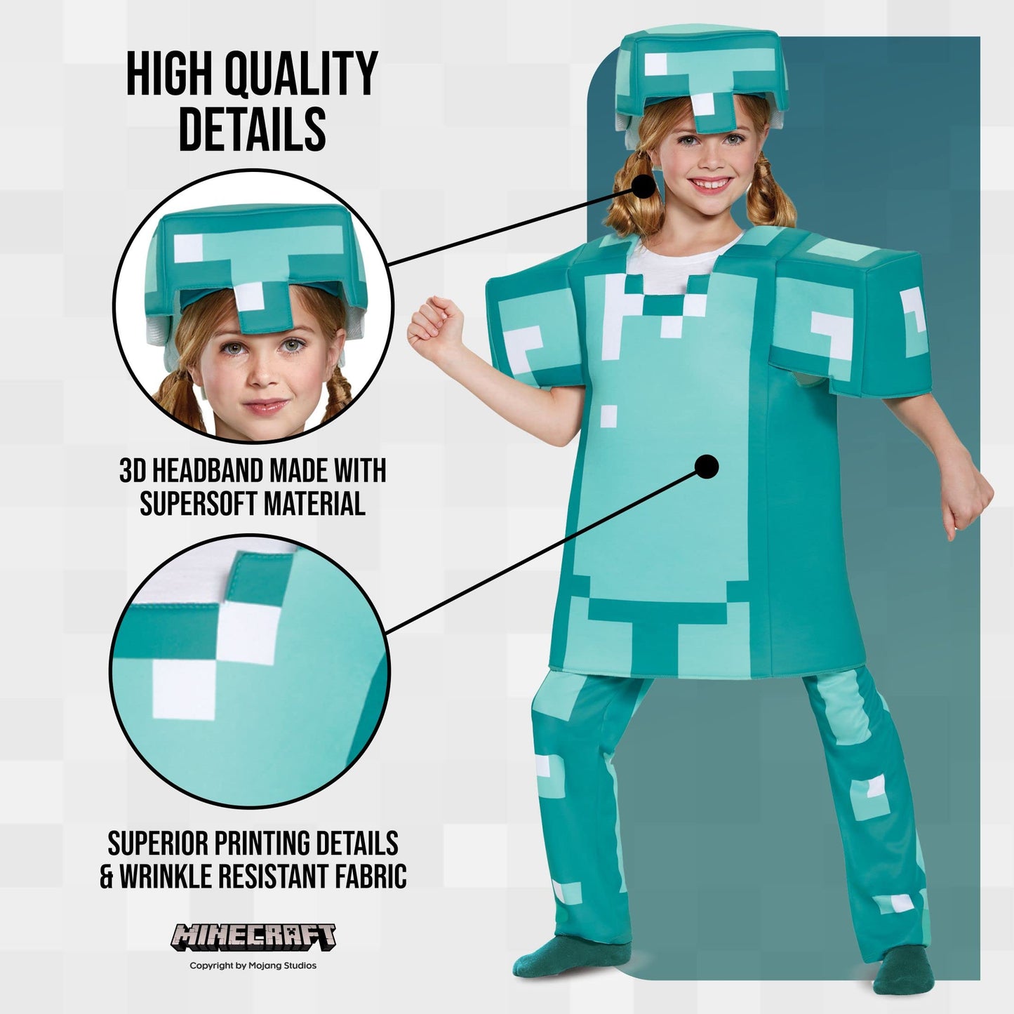 protective covering Deluxe Minecraft Costume  Blue  Medium (7-8)