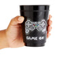 BLUE PANDA Video Game Party Cups for Kids Birthday (16 oz, Black, 16 Pack)