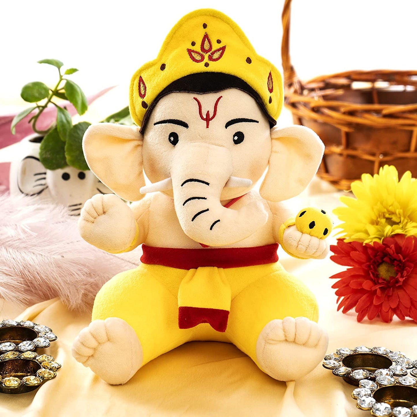 PandaS Box Mantra Chanting Baby Ganesha (28 Cm) | Musical Soft Plush Toy | Best Gift For Infants, Toddlers & Babies