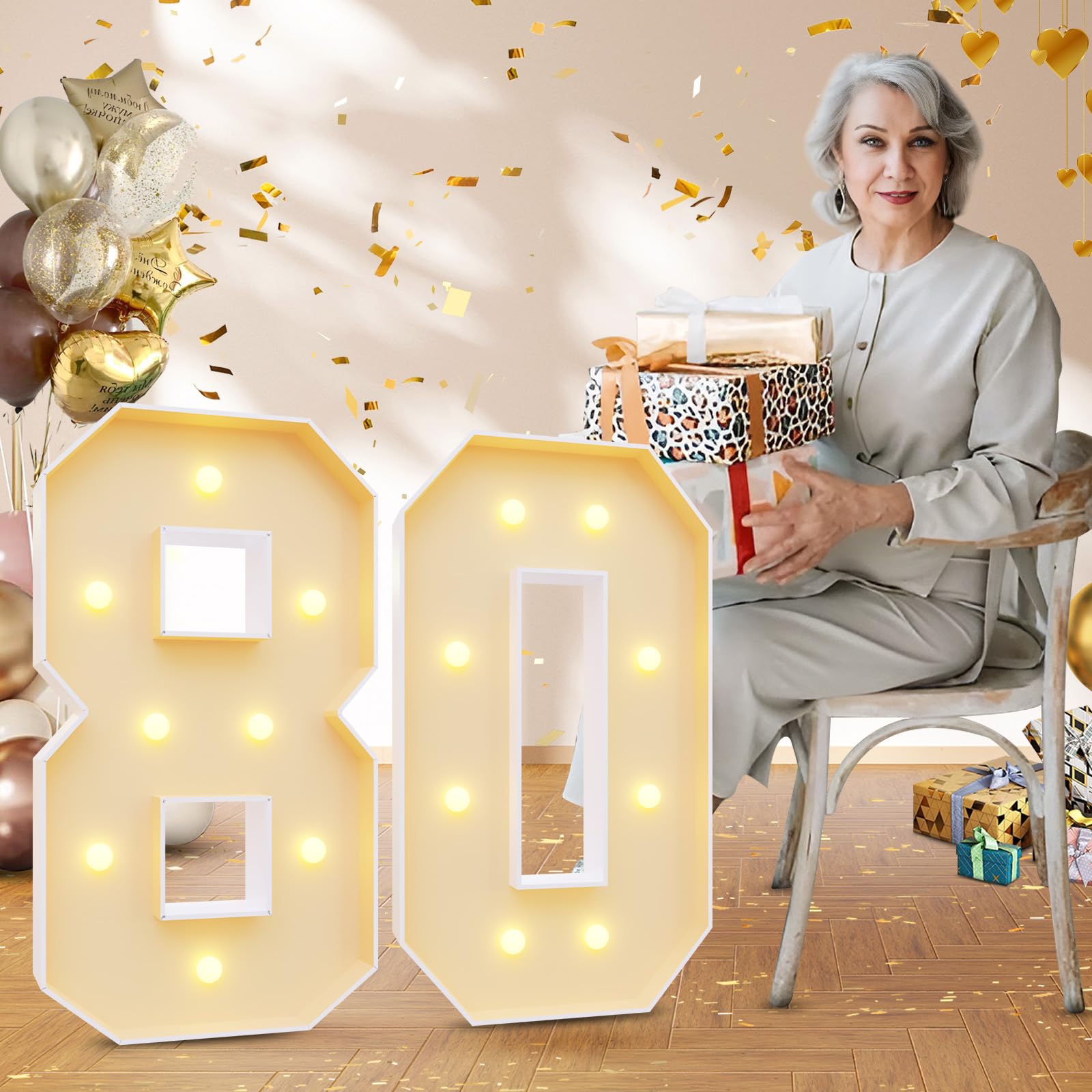 Imprsv 3Ft 80Th Birthday Decorations Numbers: 80Th Birthday Party Anniversary Decorations Large Light Up Numbers 80 For Men Wome