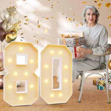 Imprsv 3Ft 80Th Birthday Decorations Numbers: 80Th Birthday Party Anniversary Decorations Large Light Up Numbers 80 For Men Wome