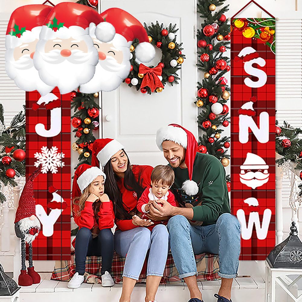 Hadckja Santa Claus Balloons Christmas Balloons Santa Claus Head Foil Balloons For Christmas-Themed Party Birthday Party Supplie