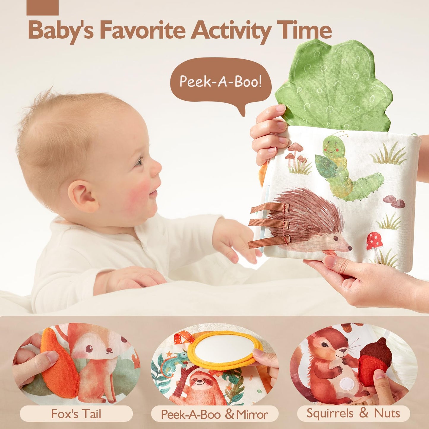 Hahaland Baby Books 0-6 Months, Tummy Time Sensory Baby Toys 6 To 12 Months Touch Feel Book Textured Crinkle Books Baby Shower G
