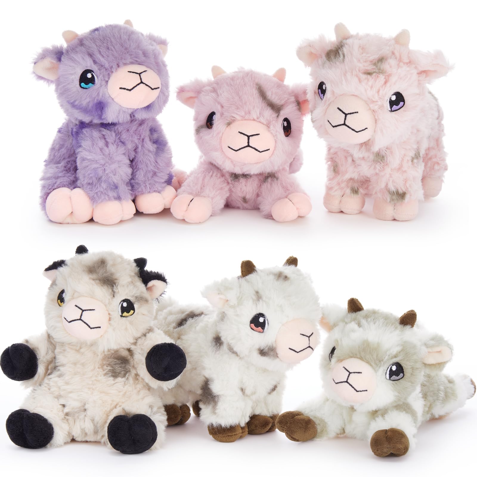 Tezituor 6 Pcs Sheep Stuffed Animals Set  8 Inch Cute Stuffed Lamb Plush Toy for Birthday Party  Plush Sheep Lamb Toy Bulk for Boys Girls