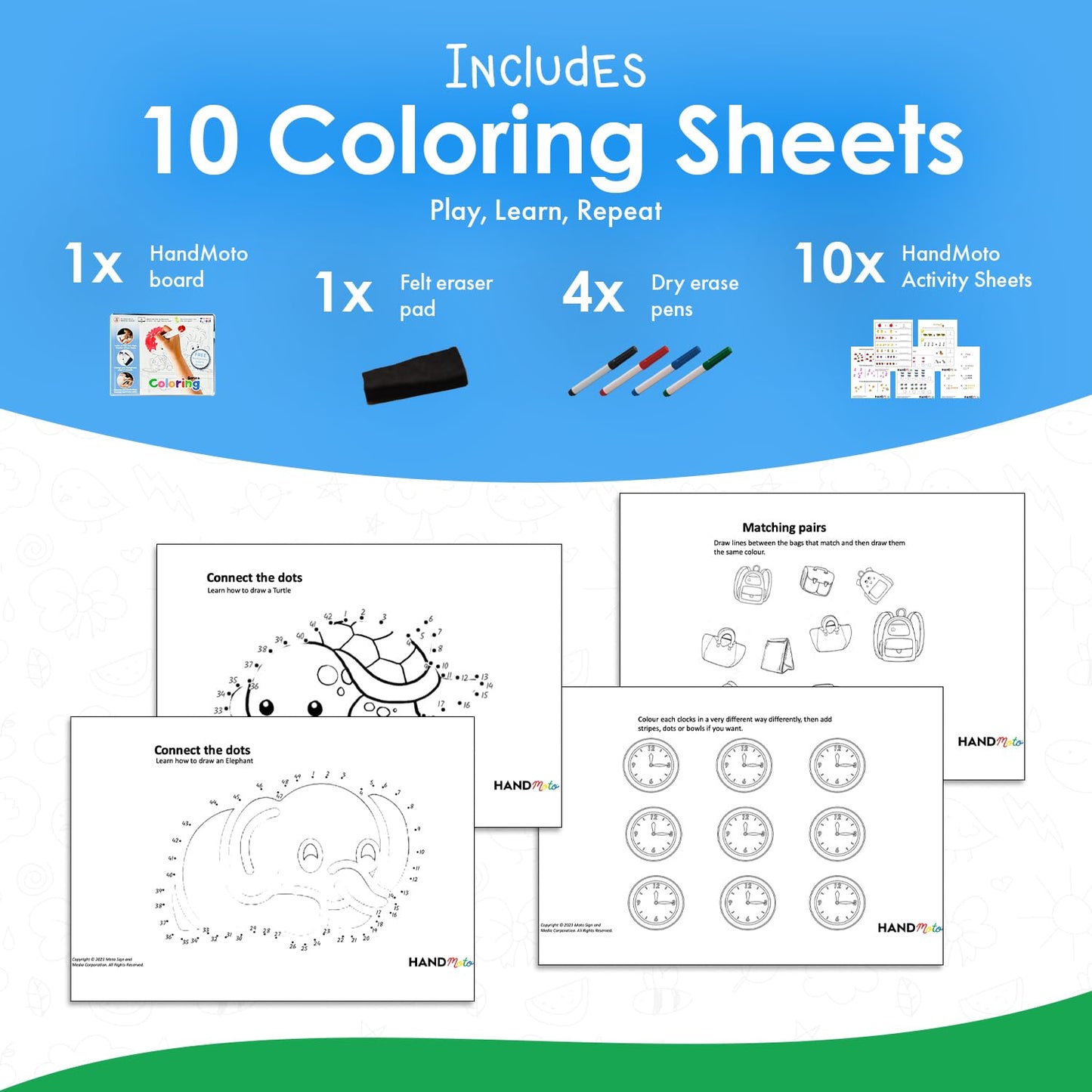 Handmoto Preschool Learning Activities Drawing Board - Dry Erase Board For Kids - Educational Toys For 3+ Year Old - Handheld Tr