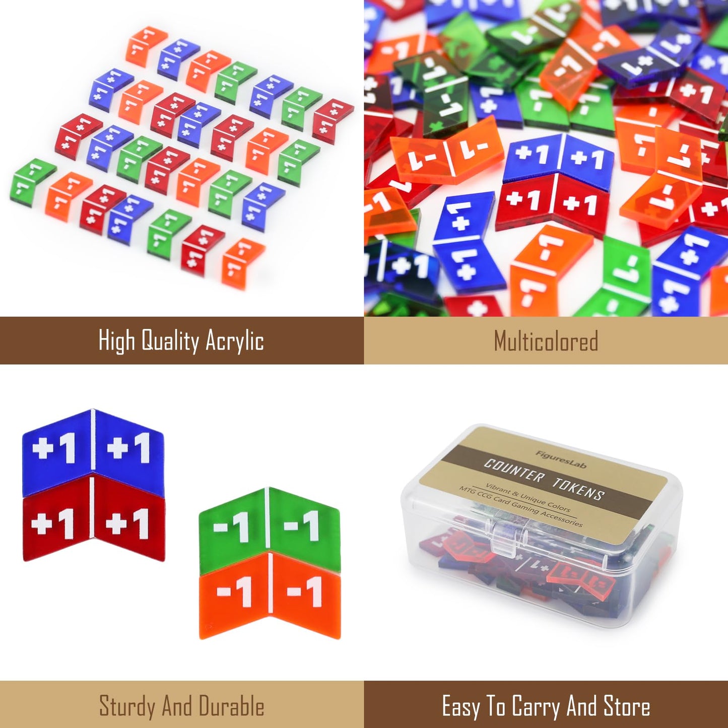 40Pcs Colorful Mtg Life Counter Tokens, Magic Plus 1 Counters Token Creature Stats Or Loyalty Counters For Mtg Ccg Card Gaming A