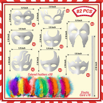 Zhbdmgk White Masquerade Masks, 16Pcs Unpainted Blank Diy Masks In 8 Styles For Mardi Gras Easter Halloween Cosplay Party Suppli