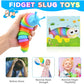 Cevioce Sensory Slug Fidget Toy - Green Plastic Autism Sensory Toy for Kids & Adults, Ideal for Travel, Party Favors, Age 1+