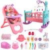 Deao Baby Doll Set With Crib Bed High Chair Stroller Baby Doll Accessories 20 Pieces Play Set Birthday For Girls Boys Kids