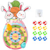 Easter Dart Board Game Set, Cute Bunny Chick Carrot Party Board Games with 12 Stick Balls, Happy Easter Indoor Outdoor Games for