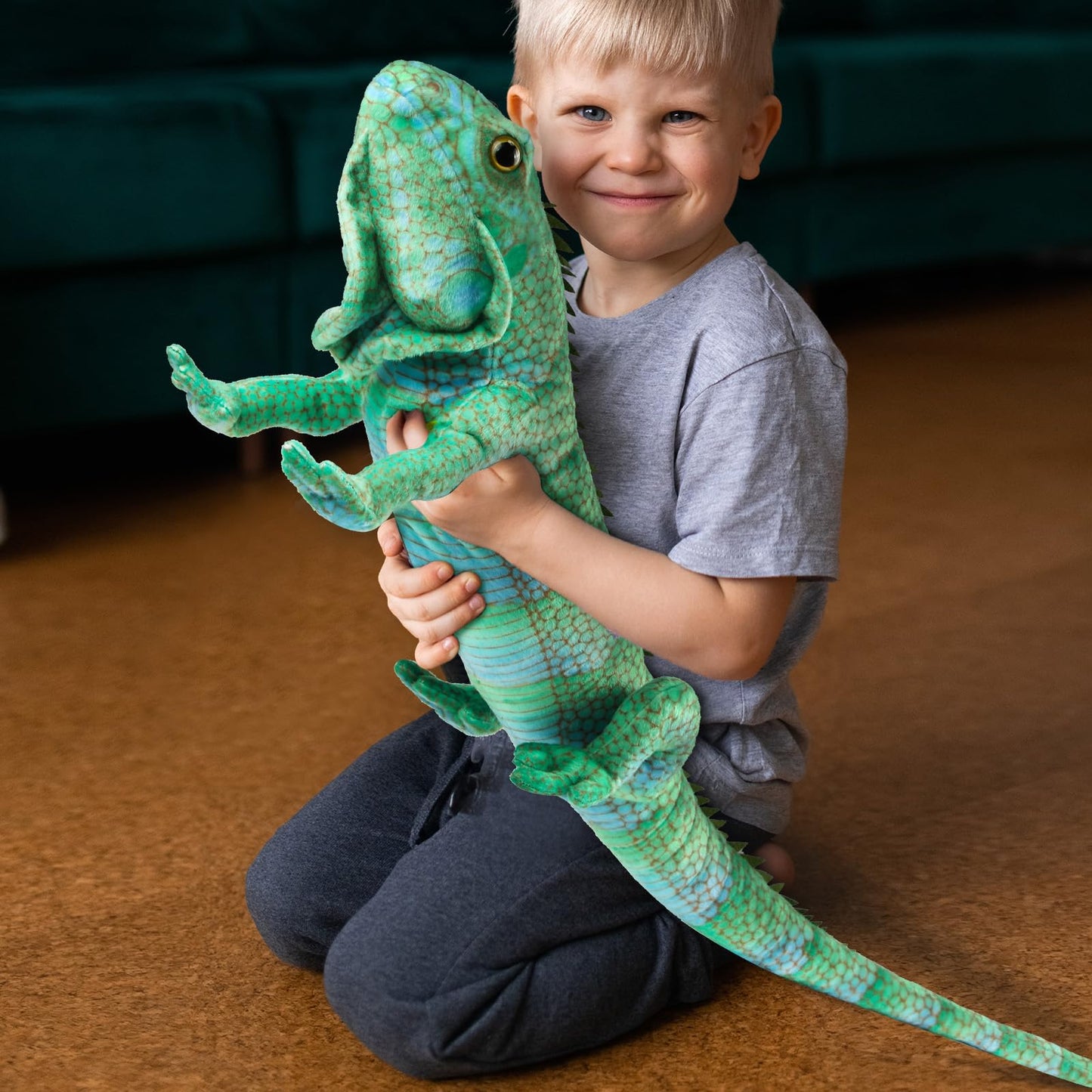 Syhood Lizard Stuffed Animals 37.4'' Realistic Plush Toy Lizard Toy Soft Plush Reptile Gift For Boys Girls Animal Lovers Birthday Easter(Iguana)