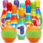Coloch Kids Bowling Set, Indoor Toddler Bowling Game Educational Toy Game Soft Colorful 10 Foam Pin And 2 Balls Play Game Printe