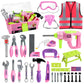 Deejoy Tool Set with Tool Box & Electronic Toy Drill, Pretend Play Kids Construction Kits for Kids Ages 3-5 Years Old, Toddler T