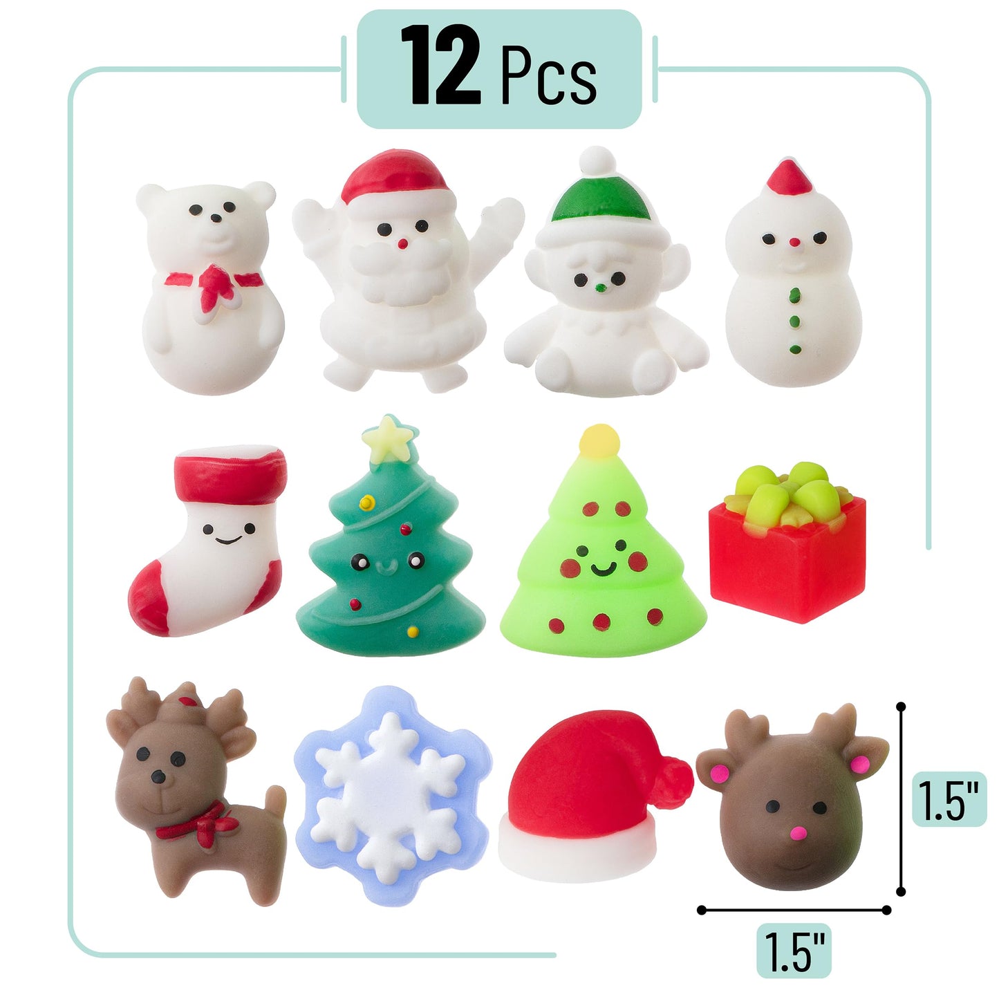Mr. Pen- Christmas Squishy Toys, 12 Pcs, Holiday Squishies, Christmas Squishies For Kids, Squishies Christmas, Christmas Party Favors For Kids, Squishy Toys For Kids, Mini Squishies
