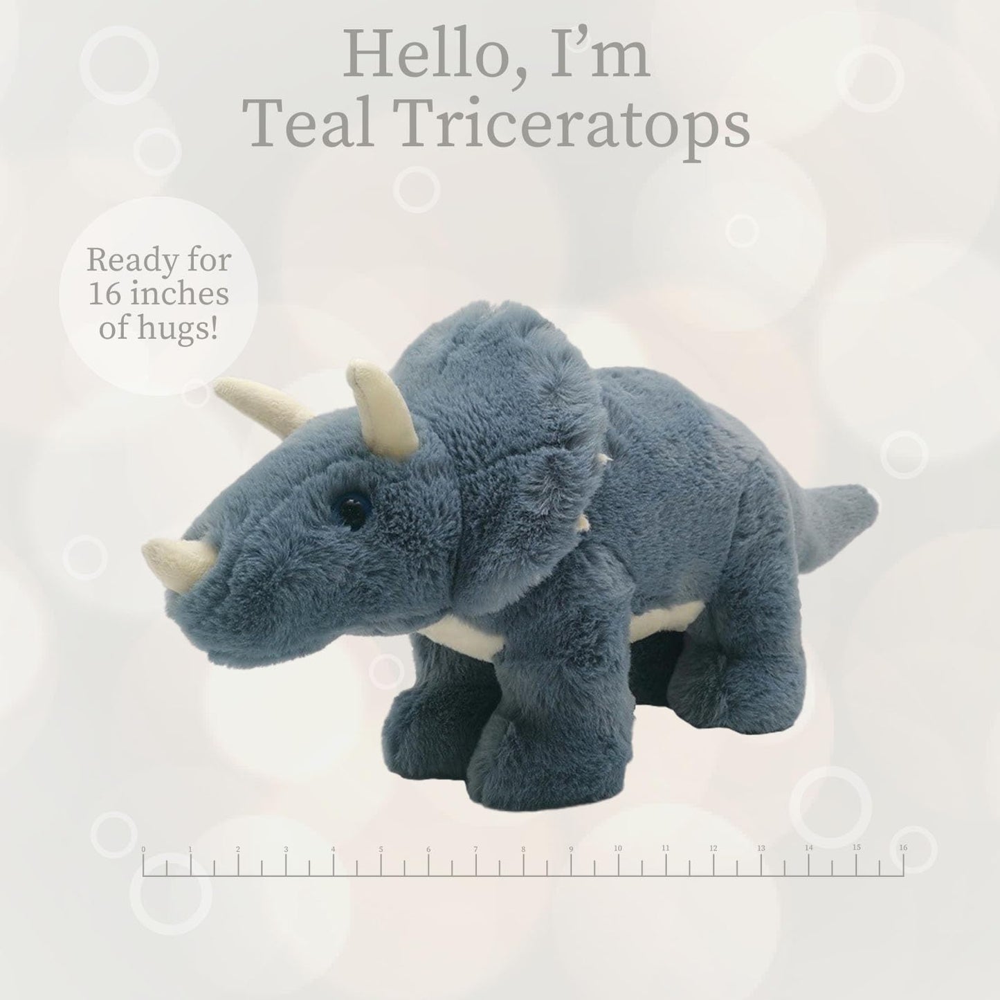World'S Softest Plush Teal Triceratops, Lushee, Large, 16'' Stuffed Animal For Baby, Toddler, Kids, Adults - Triceratops Plush T