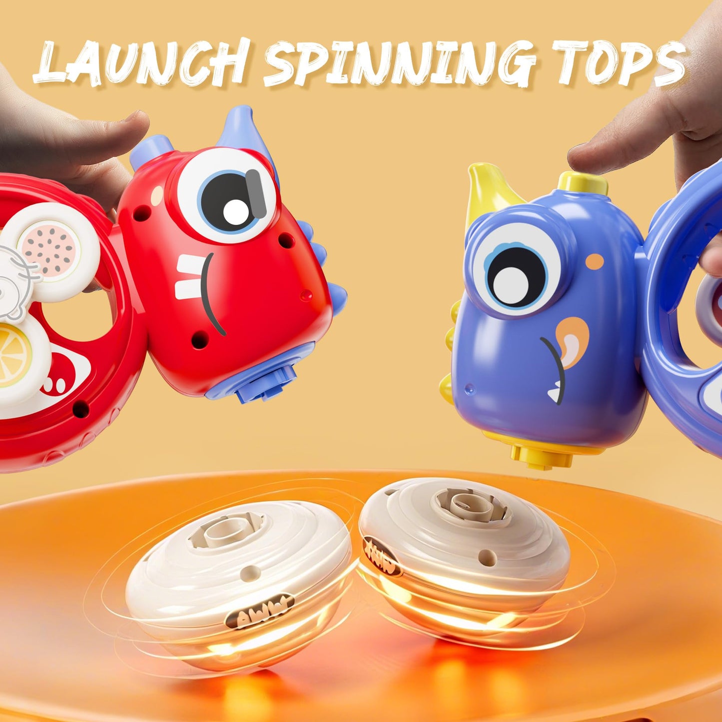 iPlay, iLearn Dinosaur Flying Disc Launcher Toy - Medium Multicolored ABS Set for Toddlers 12-18 Months, Indoor/Outdoor Fun
