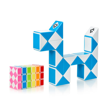 Cubidi® Magic Snake Cube | Fidget Snake Toy For Kids | Travel Toys For Kids Ages 4-8 | Great Gift For Boys And Girls Birthday, Christmas, Stocking Stuffers - 24 Blocks | 0.9 Inch X 0.7 Inch | Blue