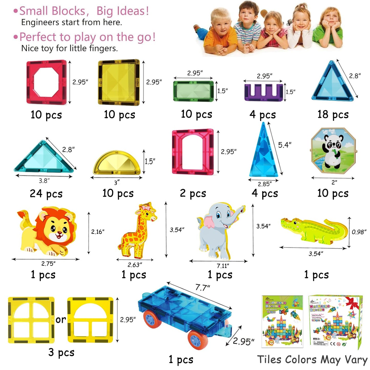 Jasonwell Magnetic Tiles Kids Magnetic Blocks Building Sets 3D Magnet Tile Building Toy Construction Educational Stem Toys Christmas Birthday Gifts For Toddlers Boys Girls 3 4 5 6 7 8 9 10 + Year Old