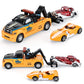 haomsj Truck Toys for Kids 9 PCS Playsets Tow Truck Toy and City Carrier Vehicle,Transport Truck with Die Cast Metal Racing Cars