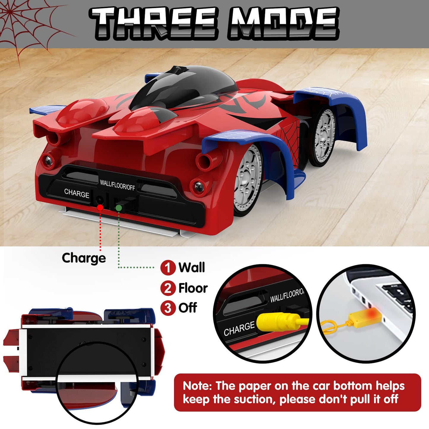 EpochAir Wall Climbing Remote Control Car, Dual Mode 360 Rotating RC Stunt Cars with Headlight,Rechargeable Toys for Boys Gift f