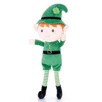 Gloveleya Plush Dolls Saint Patrick'S Day Gifts Soft Blessings Doll Shamrock Wishes Plush Elf Baby Gifts For Boy 16'' Green
