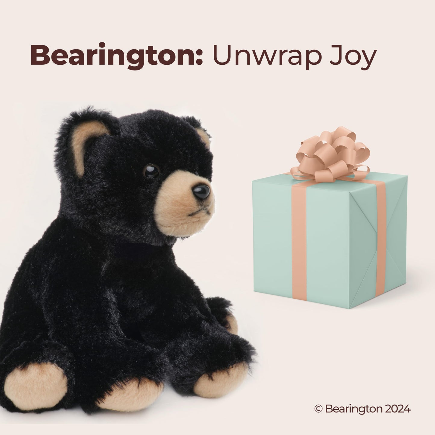 Bearington Lil' Huck Small Plush Stuffed Animal Black Bear, 7 Inches