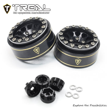 Treal 1.0 Beadlock Wheels 12 Spokes Classic Rims (4P) For Scx24 Ax24 Fcx24 Trx4M 1/24 1/18 Crawler Car-Type I(Black)