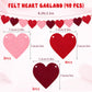 4 Pack Felt Heart Banner Valentines Day Garland, Red Pink Heart Banner, Heart Garland Hanging for Valentines Day Anniversary Wed