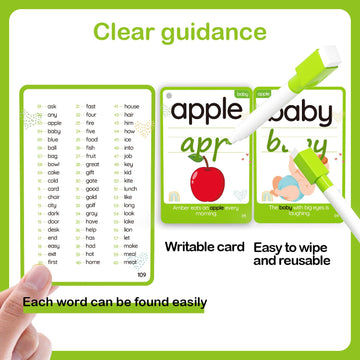Wjpc 55 Cards, 106 Pcs High Frequency Sight Words Flash Cards (Kindergarten), Toddler Flash Cards For Kids Ages 4,5,6,7 Years. Learn To Read, Write, Sentence-Making