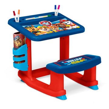 PAW Patrol Draw and Play Desk by Delta Children - Includes 10 Markers and Coloring Book, Blue