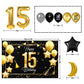 Happy 15Th Birthday Balloons Gold Set Decor - Cheers To 15 Years Old Party Theme Garland Star Moon Banner Backdrop Decorations F