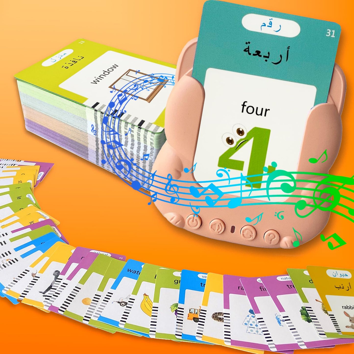 HALCONTORNO Talking Flash Cards for Kids - Arabic Bilingual English Flashcard for Toddlers 3-12, Test Mode, 510 Sight Words, Aud