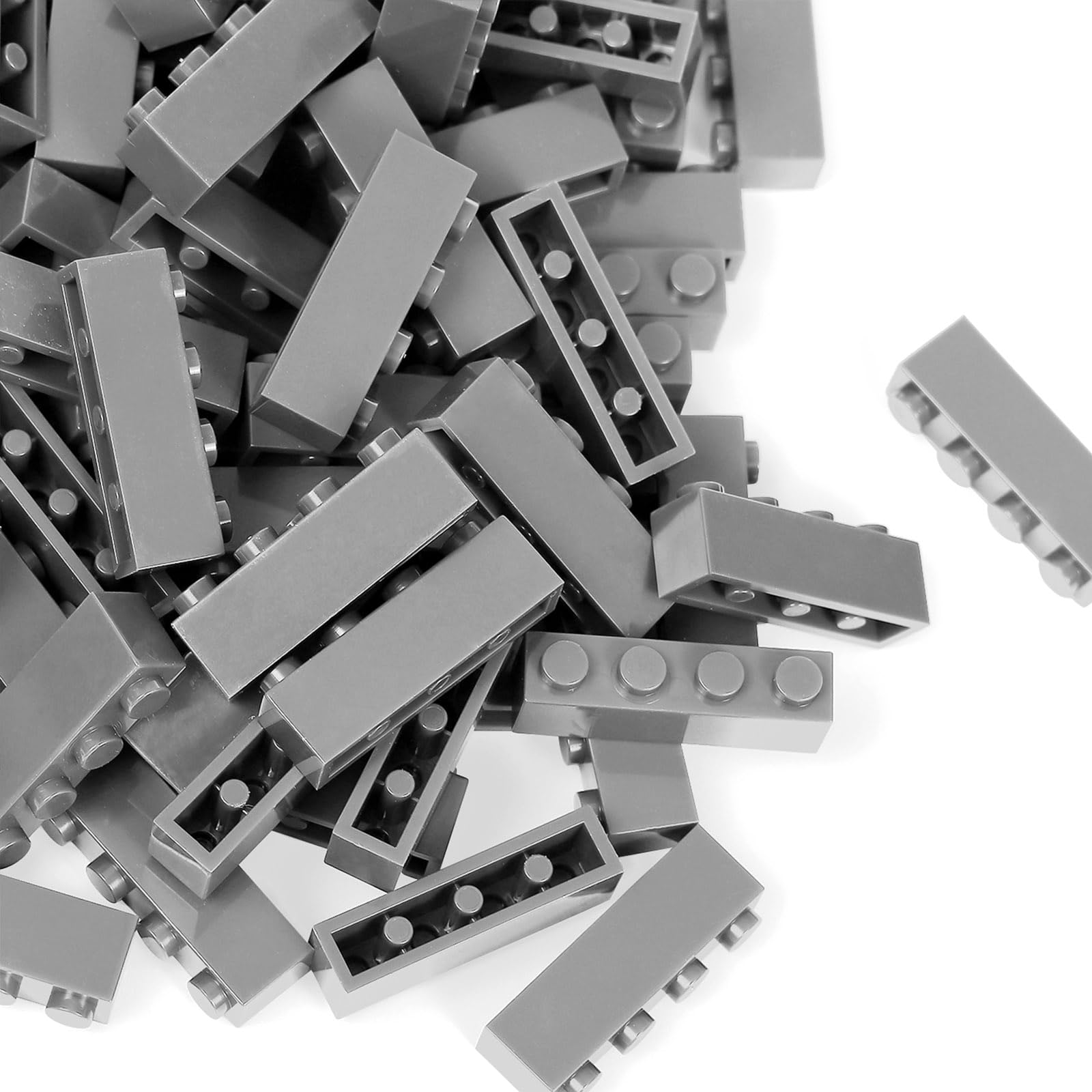 Unirolic Classic Building Bricks Set, 100 Piece 1X4 Basic Building Blocks Stem Creative Building Toys Compatible With All Major Brands(Light Gray)