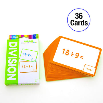 Bazic Division Flash Cards, Numbers Elementary Math Flashcards Game At School, Problem Solving For Ages 8+ 3Rd Grade 4Th Grade (36/Pack), 1-Pack