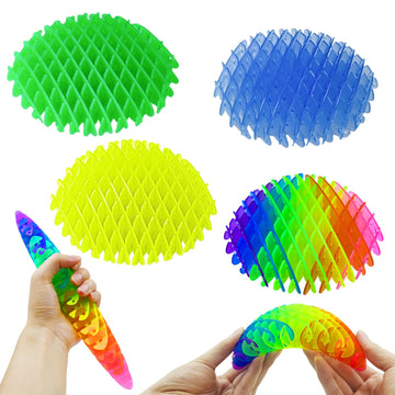 4 Packs Fidget Worm Toy, Desk Fidgets For Adults, 3D Printing Elastic Worm Shaped Ornament Pocket Squeeze Toys, Fidget Sensory T