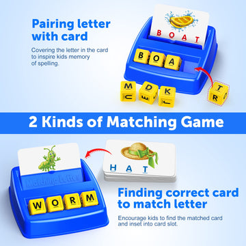 Easter Basket Stuffer Learning Games For Kids Ages 3-8, Matching Letter Game For Kids Toys Ages 3-8 Educational Toys For 3-8 Year Olds Boys Girls Birthday Party Gifts For 3-8 Year Olds Boys Girls Blue