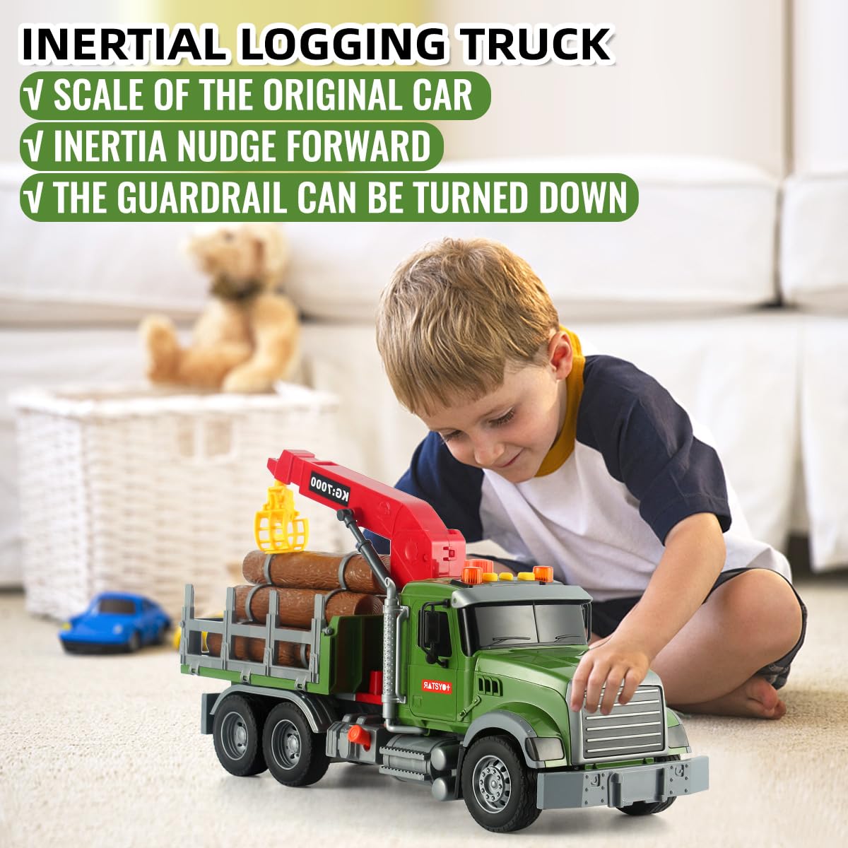 CSDCSD Logging Truck and 2-in-1 Tow Truck Playset with Lights & Sounds - Perfect for Boys Aged 3+, Includes Transport Trailers a