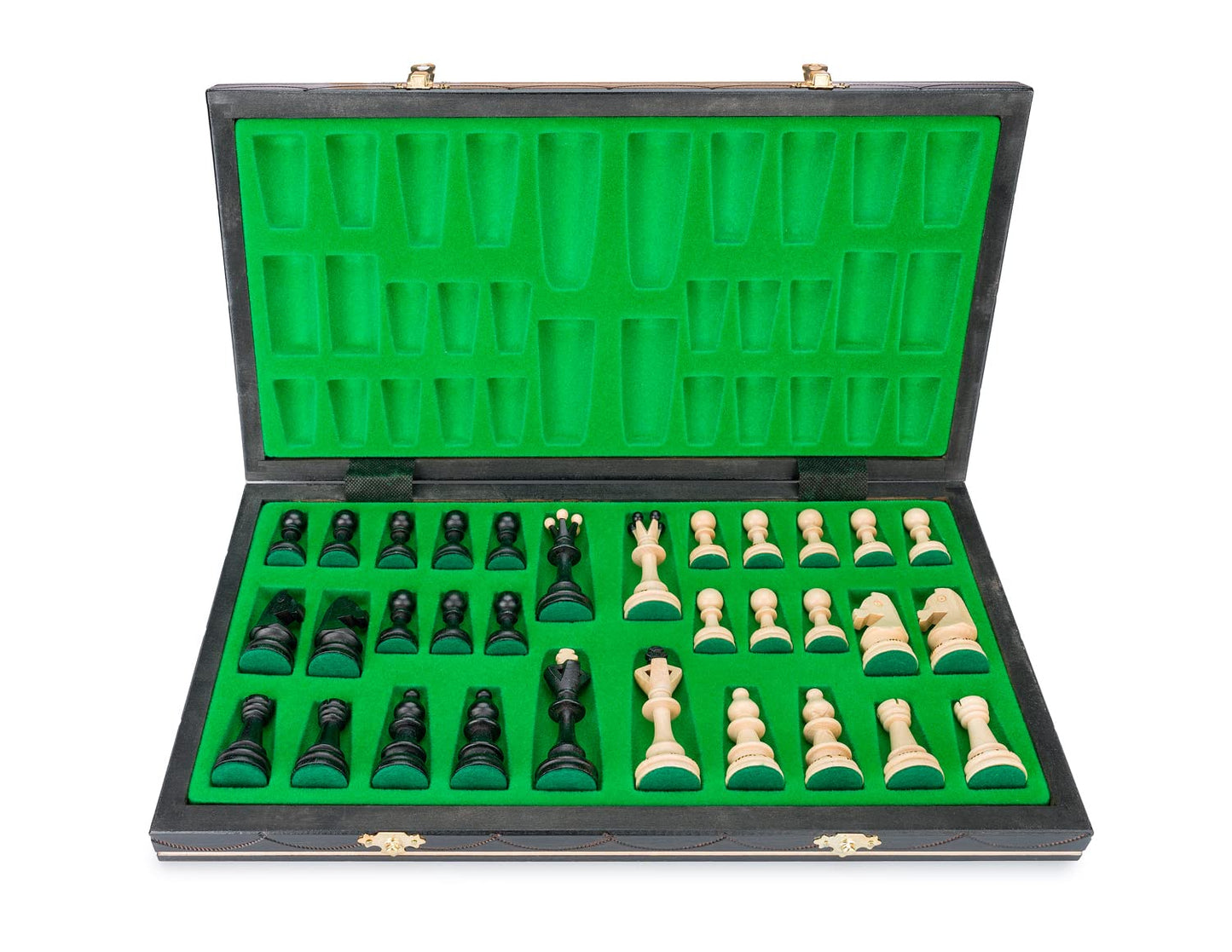 Beautiful Handcrafted Wooden Chess Set with Wooden Board and Handcrafted Chess Pieces - Gift idea Products (16 (40 cm) Black),