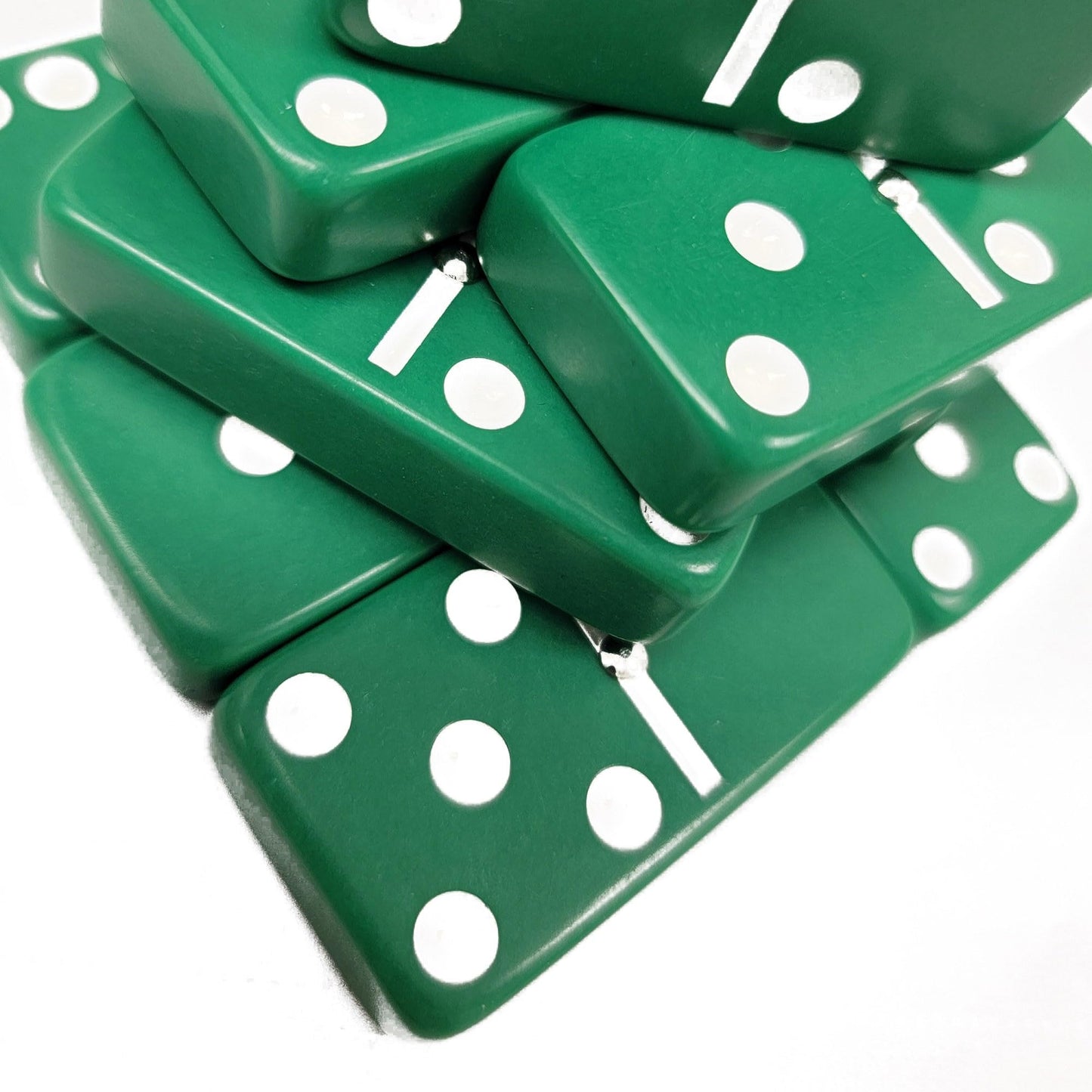 Marion Domino Double Six 6 Green Tiles Jumbo Tournament Professional Size With Spinners In Black Elegant Velvet Bag