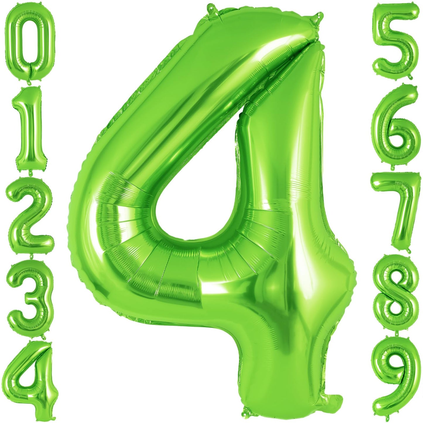 Green Number 4 Balloon 40 Inch, Big Large Foil Helium Number Balloons, Jumbo Giant Mylar Number 4 Balloons For 4 Year Old Birthd